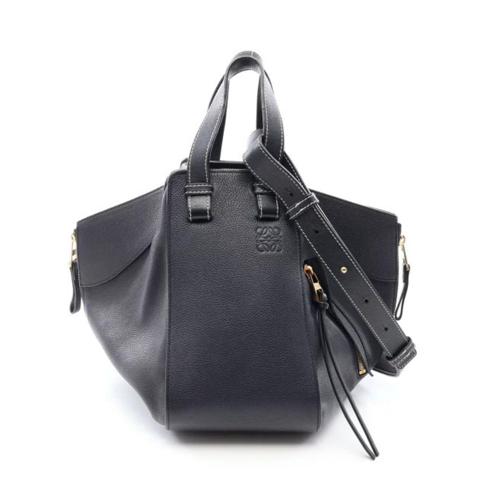 Loewe HAMMOCK Handbag Leather Navy Blue Black